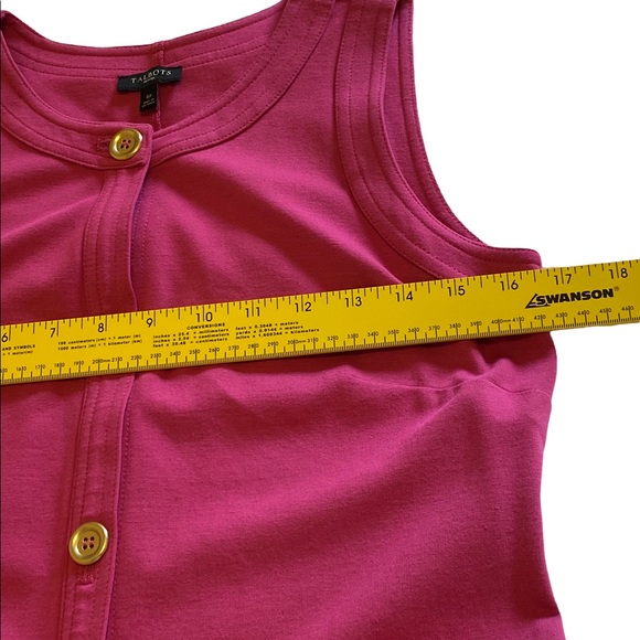 Talbots Dress Womens 6 Petite Pink Sleeveless Button Scoop Neck Flap Pockets - Picture 4 of 7